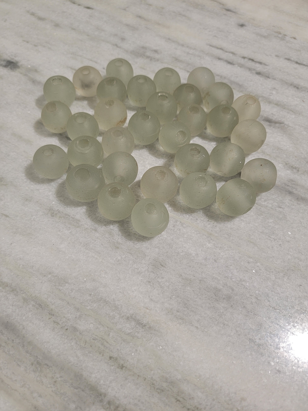Frosted White Glass Beads - Craft Jewelry Supplies